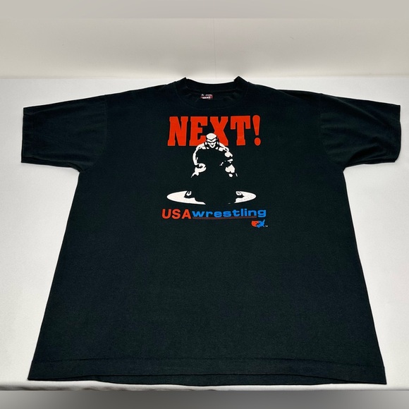 VTG 90's Rare USA Wrestling NEXT! Graphic Single Stitch 50/50 T Shirt Size XL - Picture 2 of 8